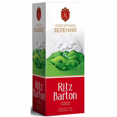 Чай Ritz Barton Класичний Зелений 25 пакетиків по 1.8 г (4820279611280)