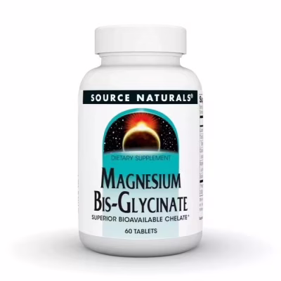 Мінерали Source Naturals Магній Бісгліцинат, Magnesium Bis-Glycinate, 60 таблеток (SN2131)