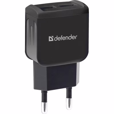 Зарядное устройство Defender EPA-13 black, 2xUSB, 5V/2.1A, package (83840)