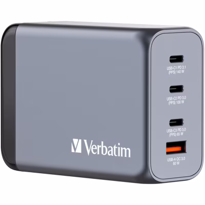Зарядное устройство Verbatim GaN 240 W 4 ports (USB-C-140 W,USB-C-100 W,USB-C-65 W /USB-A -3.0) (32205)