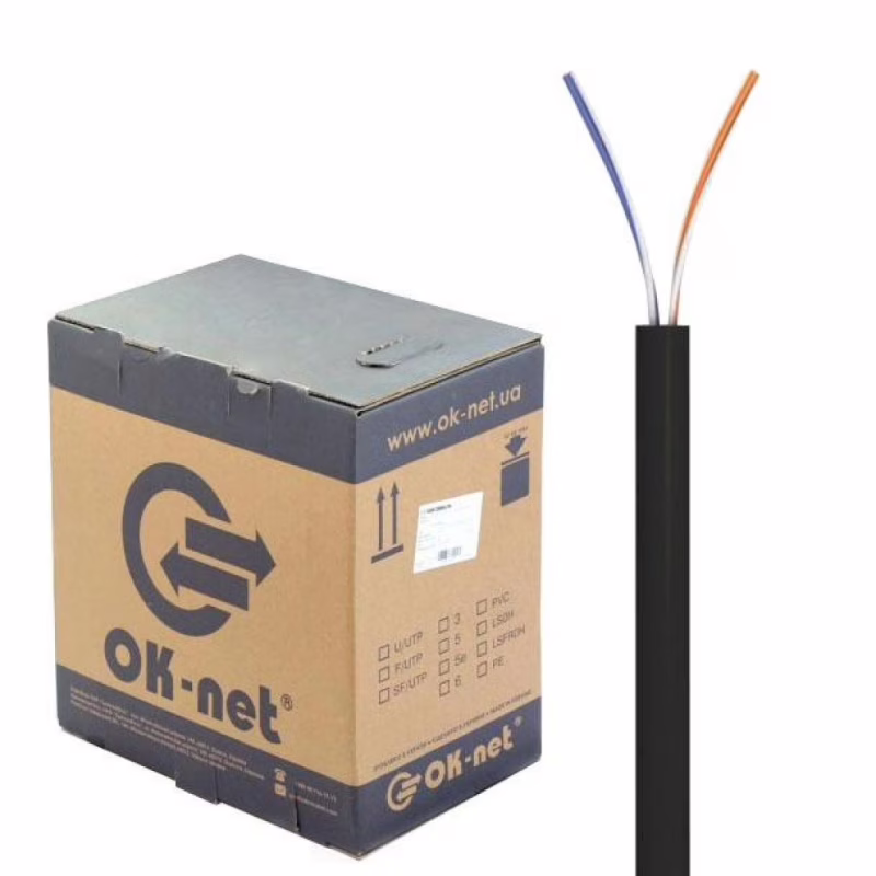 Кабель мережевий OK-Net UTP 305м cat.5 2 пари outdoor (U/UTP-cat.5) (КПП-ВП (100) 2*2*0,50 / 305)
