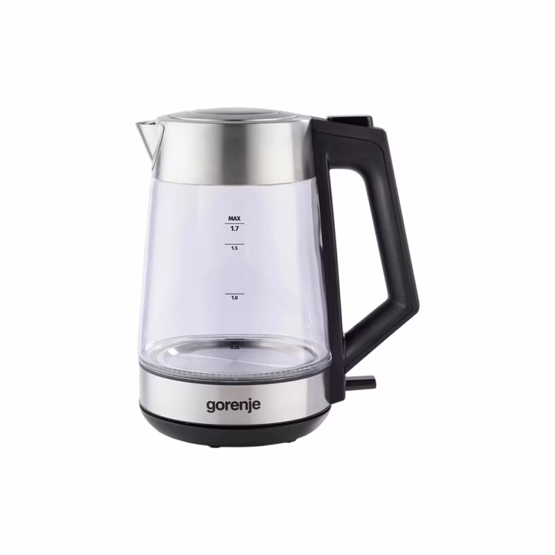 Электрочайник Gorenje 1.7л, 2,200 Вт, strix контроль, скло, нерж (K17OGS)