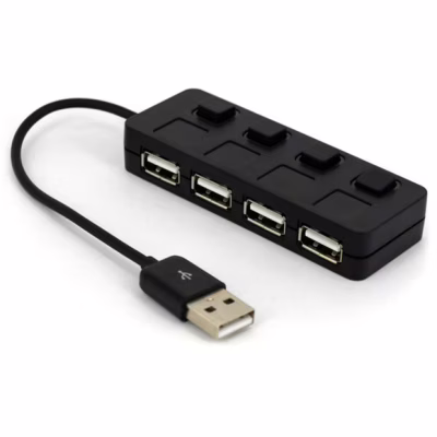 Концентратор Voltronic USB 2.0 to 4xUSB with LED buttons black (YT-H4L-B)