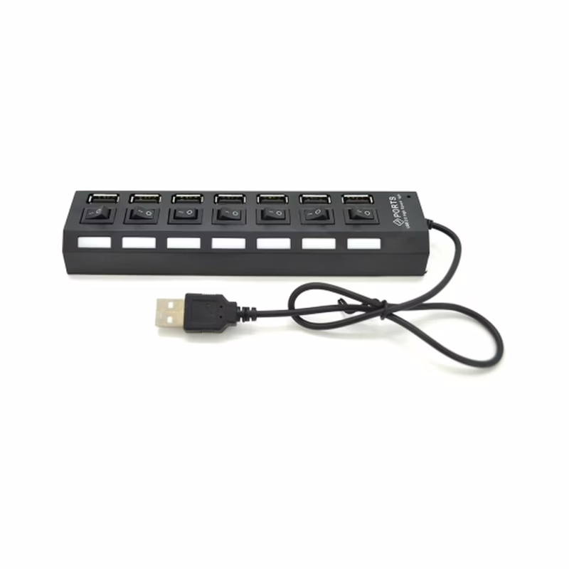 Концентратор Voltronic USB 2.0 to 7xUSB with switches black (YT-H7SHS-B)