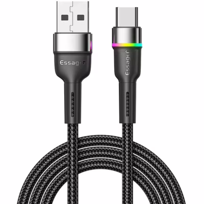 Дата кабель USB 2.0 AM to USB-C 2.0m 3A LED black Essager (EXCT-XCDA01)