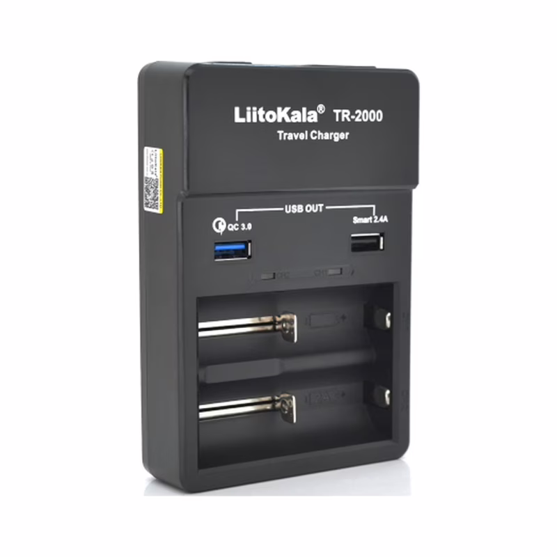 Зарядний пристрій для акумуляторів Liitokala 2 Slots, USB1/QC/3.0, USB2/2.4A, NiMHC(R14)/SC/AA/AAA/17670, Li-ion10440...26650 (Lii-TR2000)