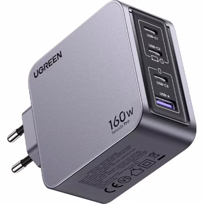 Зарядний пристрій Ugreen 4xUSB 160W (3xUSB-C + USB-A) Gan Nexode Pro X763 (25877)