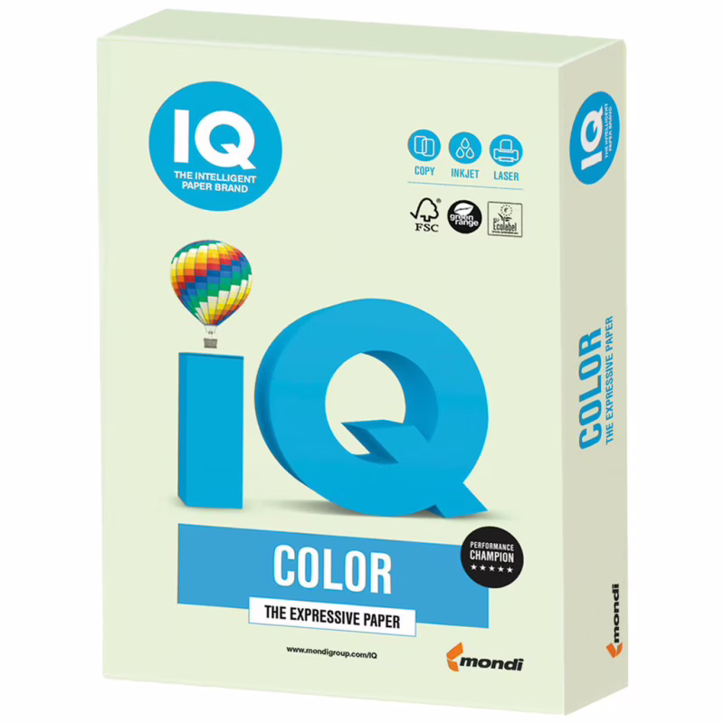 Бумага IQ color А4 160g 250sh Green, Light, pastel Mondi (GN27/A4/160/IQ)