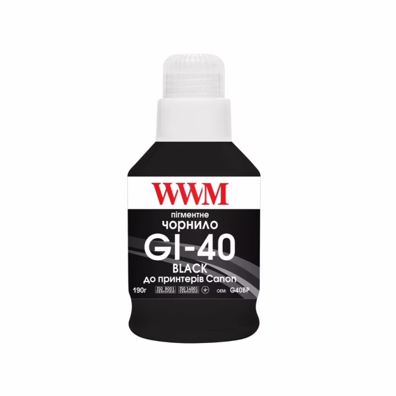 Чернила WWM Canon GI-40 для G5040/G6040 190г Black Pigmented (KeyLock) (G40BP)