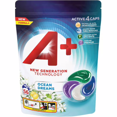 Капсули для прання A+ Ocean Dreams 4 в 1 Для всіх типів тканин 56 шт. (8435495836308)