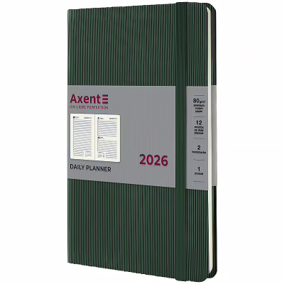 Еженедельник Axent датированный 2026 Partner Lines, 145х210, темно-зеленый (8815-26-23-A)