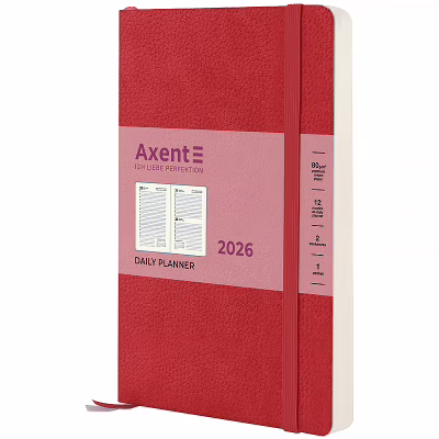 Еженедельник Axent датированный 2026 Partner Soft Skin, 145х210, красный (8810-26-06-A)