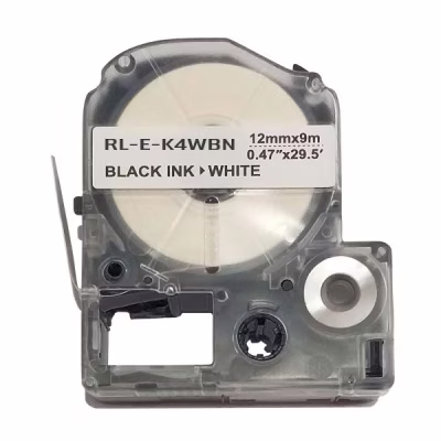 Лента для принтера этикеток UKRMARK RL-E-K4WBN-BK/WT, аналог LK4WBN. 12 мм х 9 м (900273)