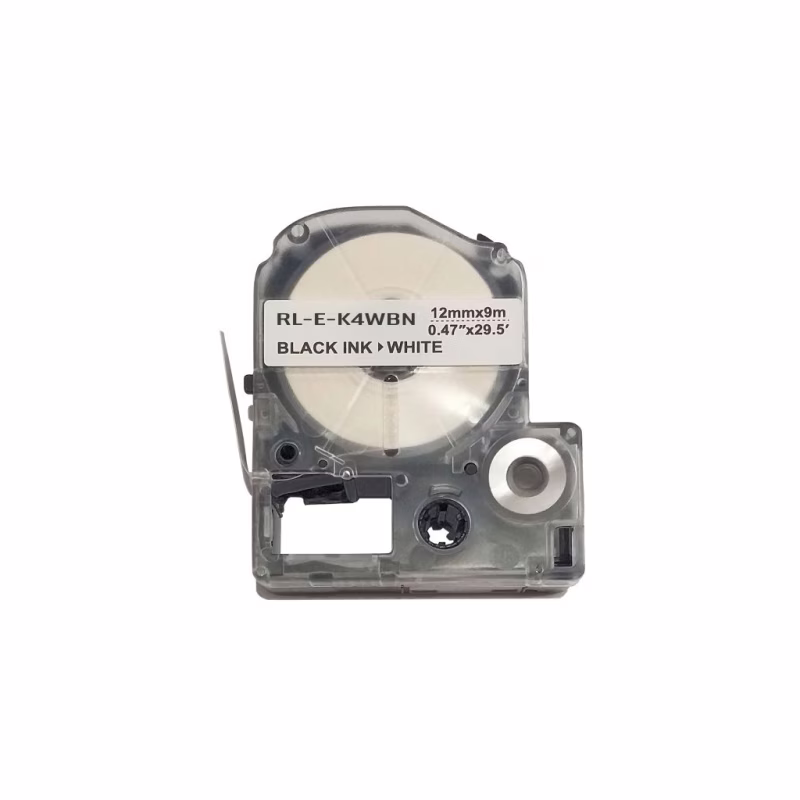 Лента для принтера этикеток UKRMARK RL-E-K4WBN-BK/WT, аналог LK4WBN. 12 мм х 9 м (900273)