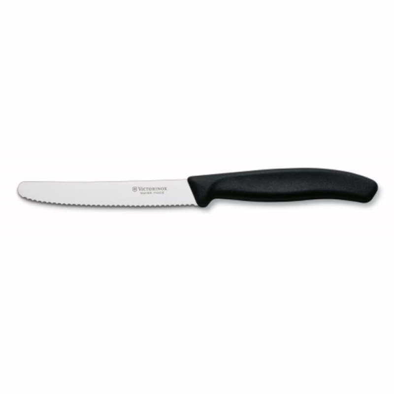 Кухонний ніж Victorinox SwissClassic для овощей 11 см, волнистое лезвие, черный (6.7833)