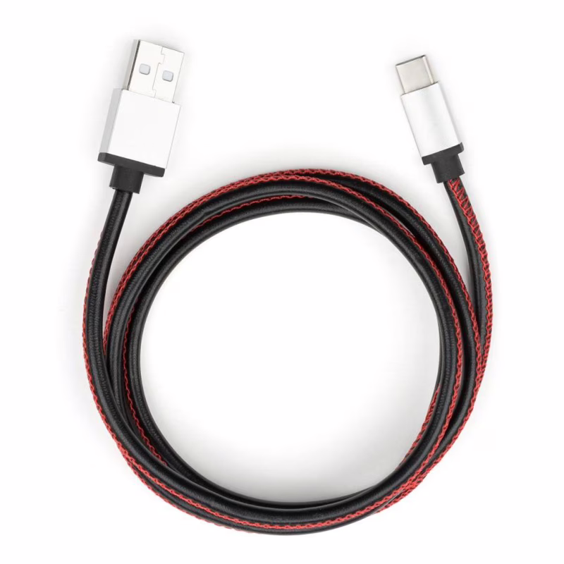 Дата кабель USB 2.0 AM to USB-C 1.0m pu leather black Vinga (VCPDCTCLS1BK)