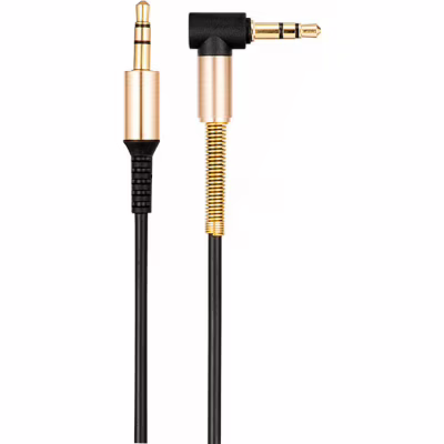 Кабель мультимедійний 3.5mm M to 3.5mm M 1.0m 90° corner Black HOCO (6957531025665)