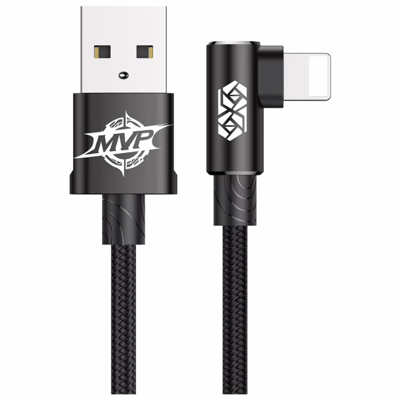 Дата кабель USB 2.0 AM to Lightning 2.0m 1.5A 90° corner black Baseus (CALMVP-A01)
