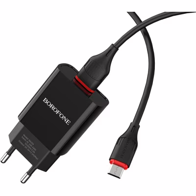 Зарядний пристрій BOROFONE BA20A Sharp USB + cable USB to Micro 5P 10.5W Black (6931474702135)