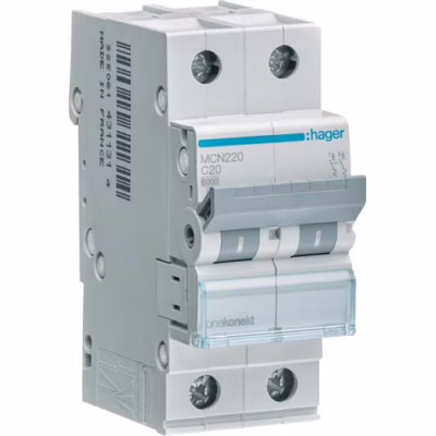 Автоматический выключатель Hager 2-п. C 20A (6kA) 2M (A) (MCN220)