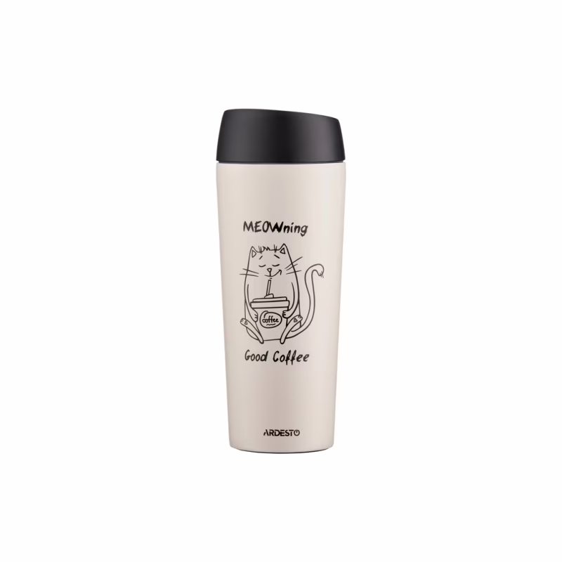 Термокружка ARDESTO Coffee Тime Meowning 450 мл Бежева (AR2645WC)