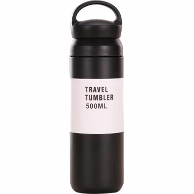 Термос Merlion Travel Tumbler 350 мл, подвійна кришка з ручкою, чорний (SUS304-350Black)