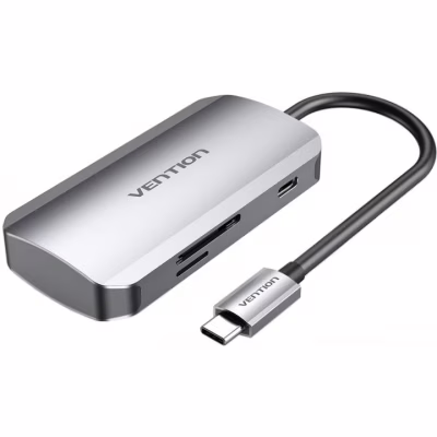 Концентратор VENTION USB3.1 Type-C --> USB 3.0x3/SD/TF/PD 100W Hub 6-in-1 (TNHHB)