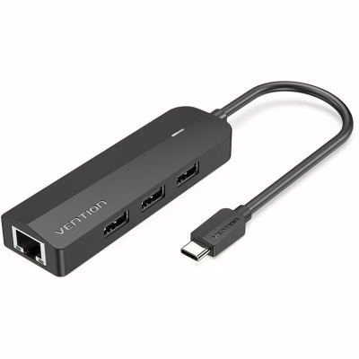 Концентратор Vention USB-C to 3xUSB 2.0+MicroUSB+RJ45 100M Ethernet black (TGOBB)