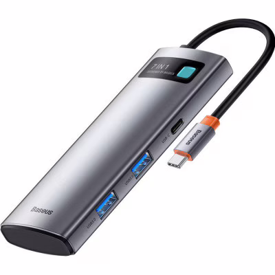 Порт-реплікатор Baseus 7-in-1 Metal Gleam Series Type-C to HDMI+USB+SD/TF Docking Station (WKWG020113)