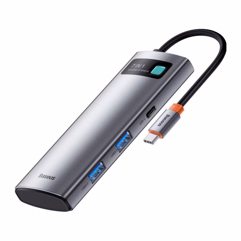 Порт-репликатор Baseus 7-in-1 Metal Gleam Series Type-C to HDMI+USB+SD/TF Docking Station (WKWG020113)