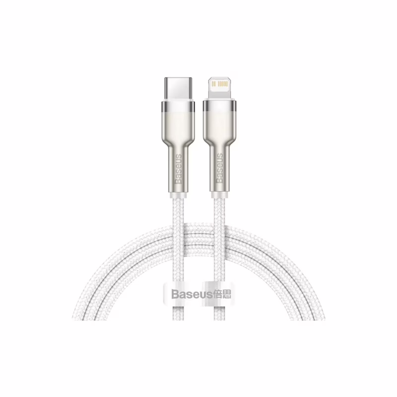Дата кабель USB-C to Lightning 1.0m Cafule Metal PD 20W white Baseus (CATLJK-A02)