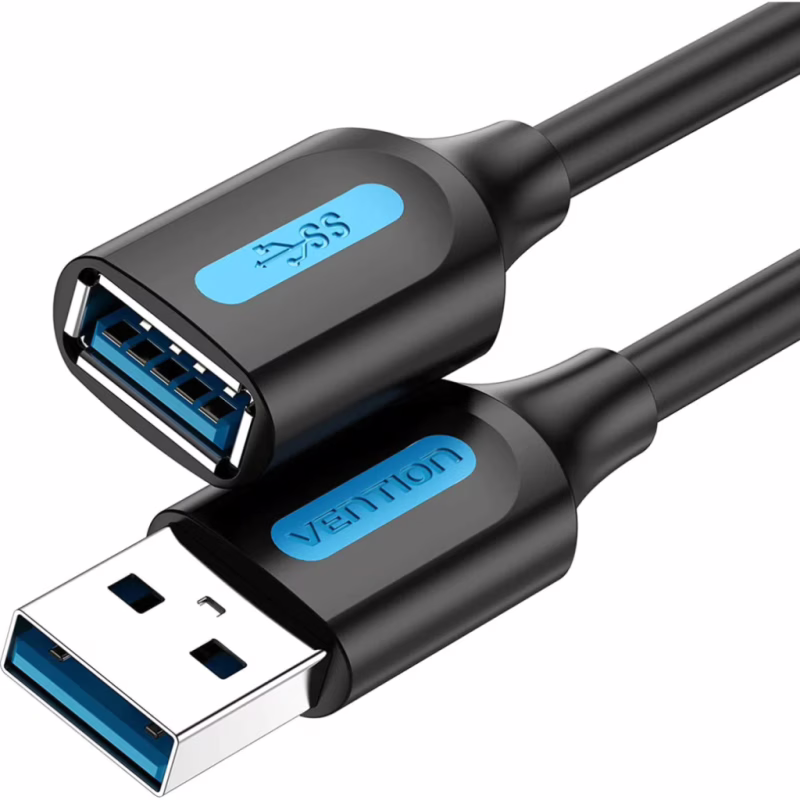 Дата кабель USB 2.0 AM/AF 1.5m black Vention (CBIBG)