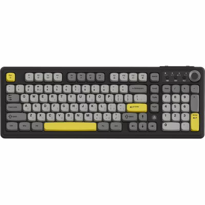 Клавіатура Ajazz AF98 Plus Wireless/Bluetooth/USB UA Black/Grey/Yellow (AF98-PLUS-BGY)