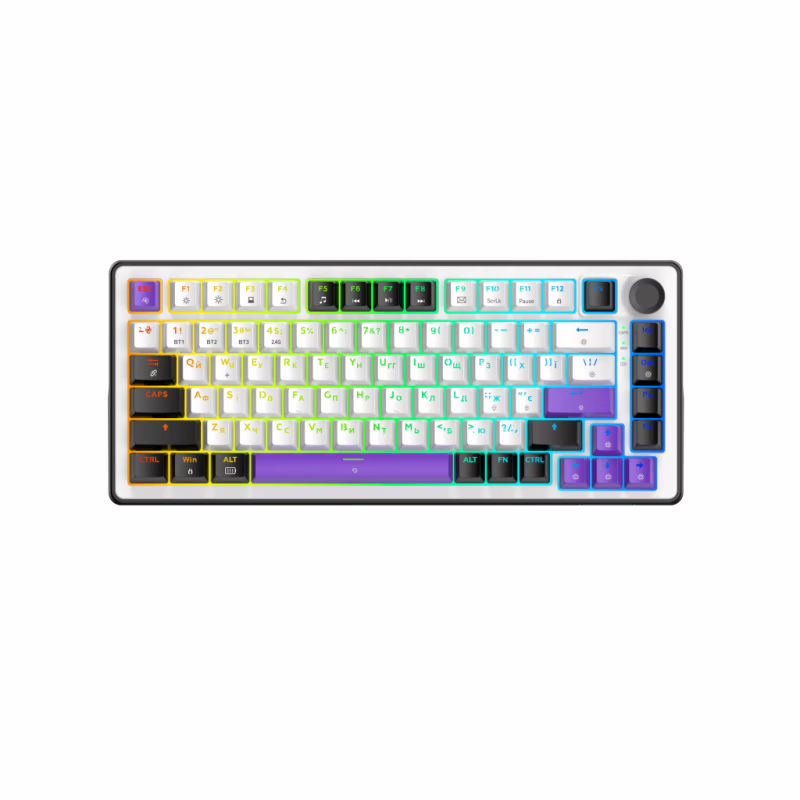 Клавиатура Hator Hellyberry HK75 Mechanical Linear RGB Wireless/Bluetooth/USB UA White/Violet (HK75_wireless)