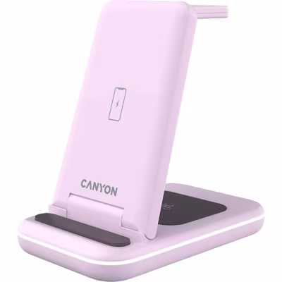 Зарядное устройство Canyon WS-304 Foldable 3in1 Wireless charger Iced Pink (CNS-WCS304IP)
