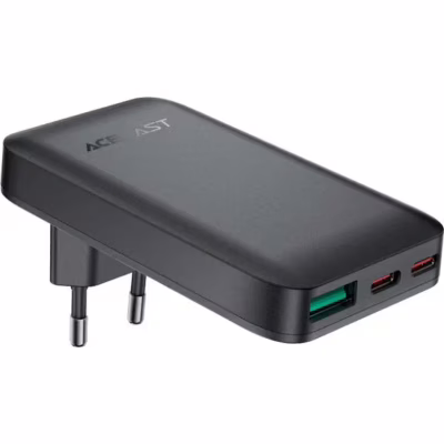 Зарядний пристрій Acefast 3xUSB 65W (2xUSB-C+USB-A) Gan A100 Fast Charger Ultra thin black (6974316283492)