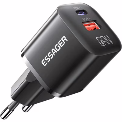 Зарядное устройство Essager 1xUSB + 1xUSB-C PD20W GaN (ECTAC-HMB01-P)