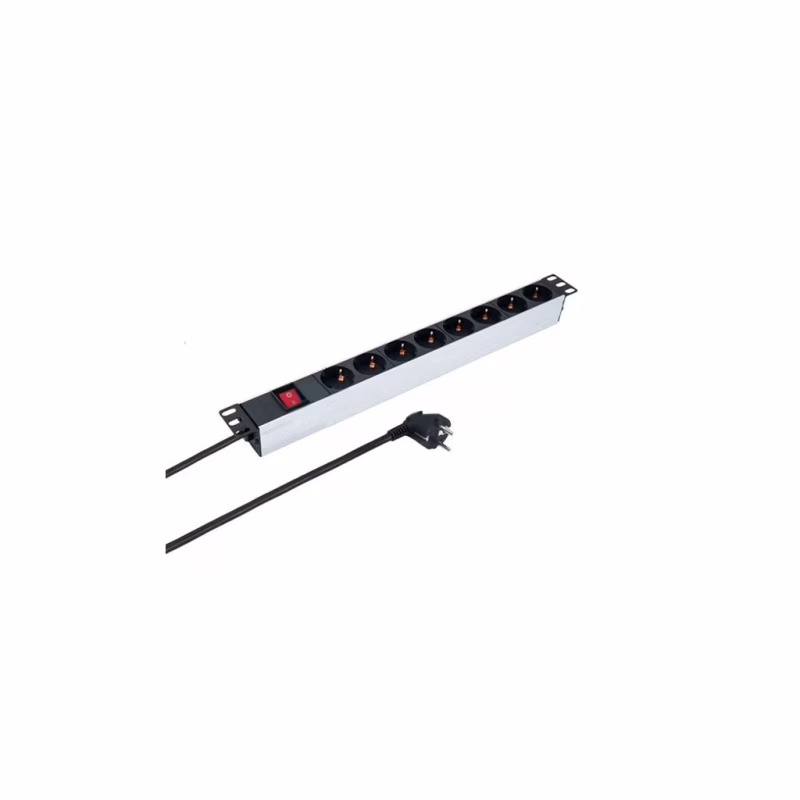 Силовой блок Kingda 19" 1U 8xSchuko, выключатель, кабель 2м (KD-PDU-GM-1U-P8)