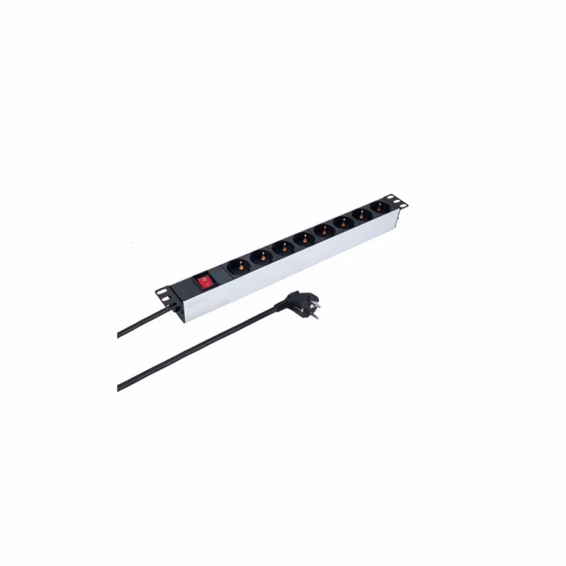 Силовой блок Kingda 19" 1U 8xSchuko, выключатель, кабель 2м (KD-PDU-GM-1U-P8)