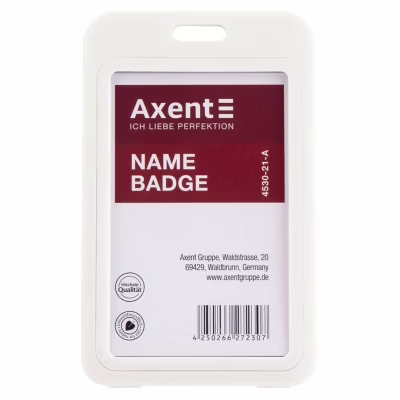 Бейдж Axent вертикальный, PP, 50х85мм, белый (4530-21-A)