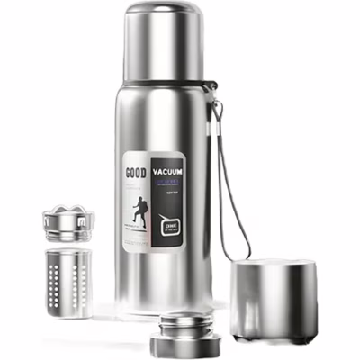 Термос Merlion з ситечком та чашкою 1 л, сталевий (ZK-127-1000Grey)
