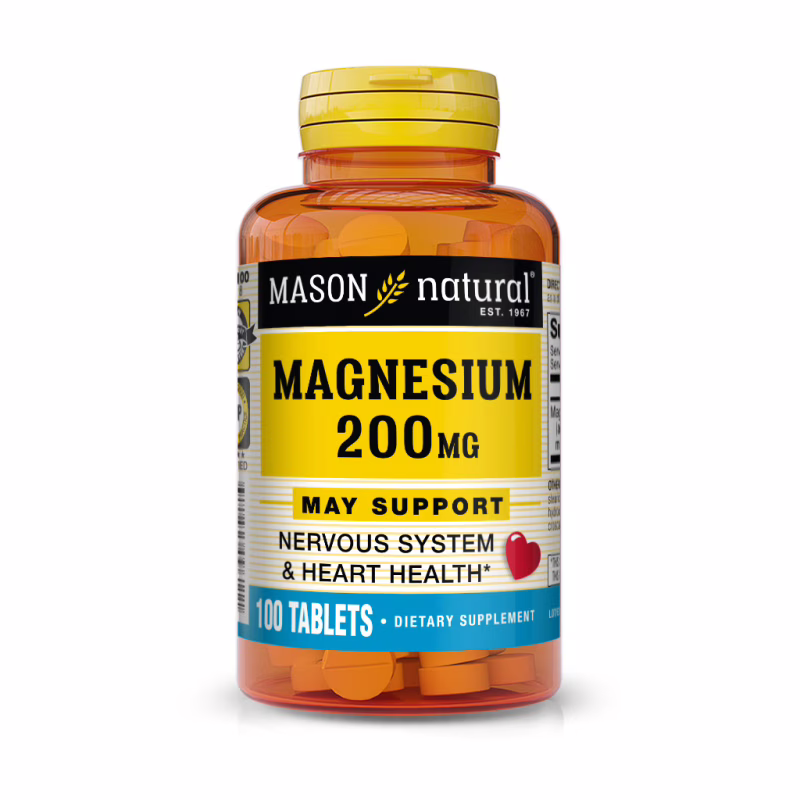 Мінерали Mason Natural Магній, 200 мг, Magnesium, 100 таблеток (MAV09611)