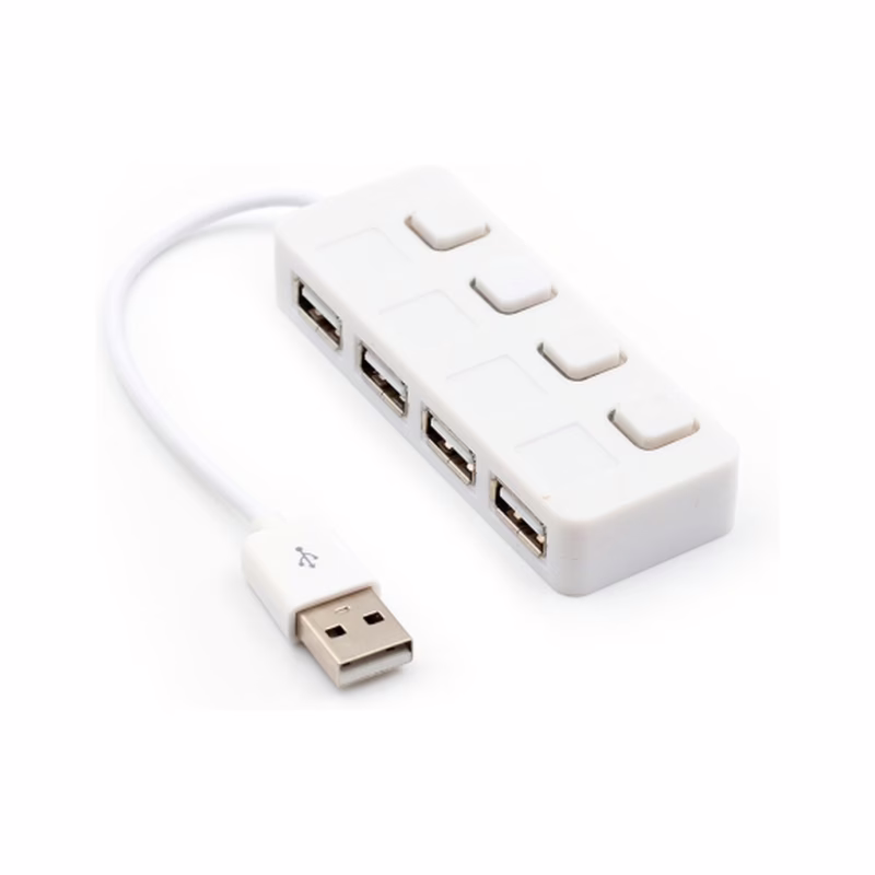 Концентратор Voltronic USB 2.0 to 4xUSB with LED buttons white (YT-H4L-W)