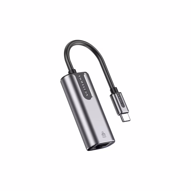 Переходник USB-C to RJ45 Ethernet 1000Mbps Aluminum black Vention (CFNHB)