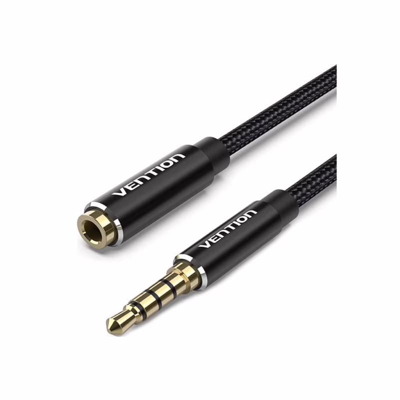 Кабель мультимедийный 3.5mm M to 3.5mm F 1.0m black Vention (BHBBF)