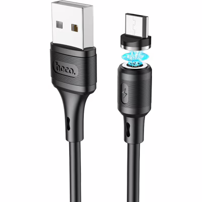 Дата кабель USB 2.0 AM to Micro 5P 1.0m 2.4A magnetic PVC X52 black HOCO (6931474735539)