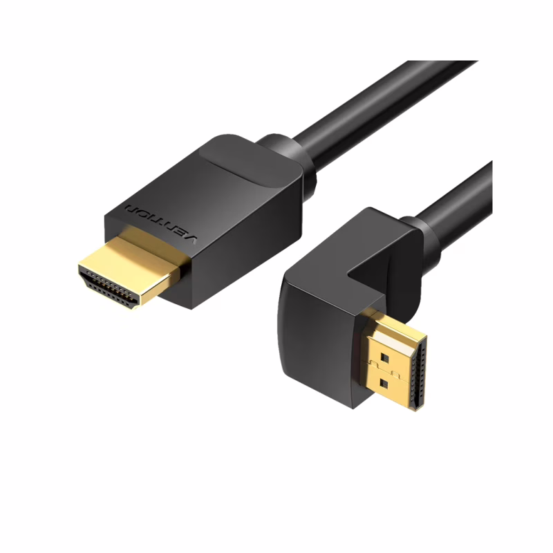 Кабель мультимедийный HDMI M to HDMI M 1.0m 4K60Hz 90° corner black Vention (AAQBF)