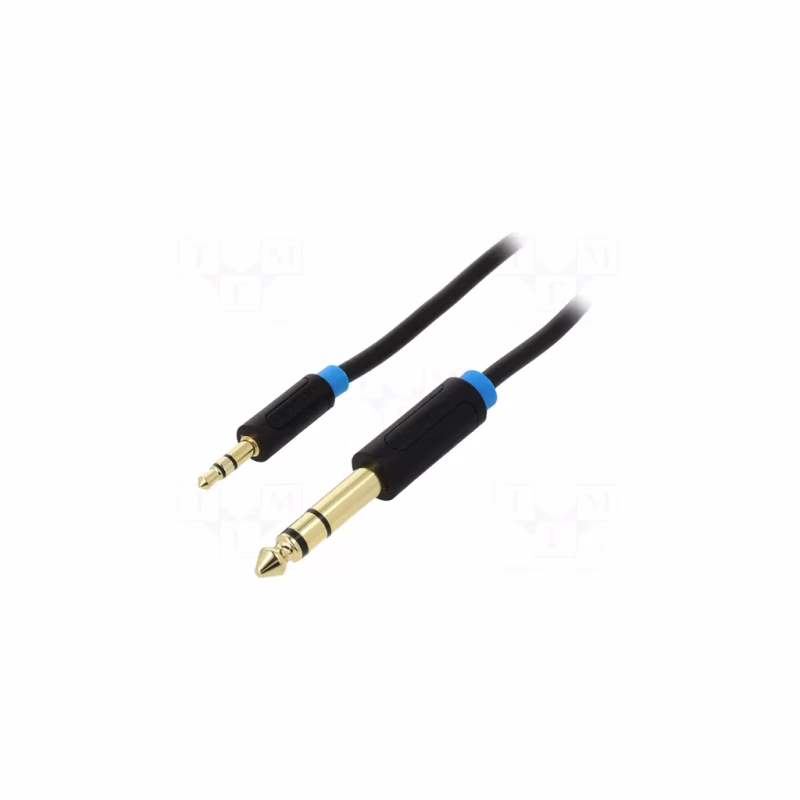 Кабель мультимедийный 3.5mm M to 6.35mm M 0.5m black Vention (BABBD)