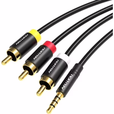 Кабель мультимедийный 3.5mm M to 3xRCA M 1.5m AV black Vention (VAB-R07-B150)