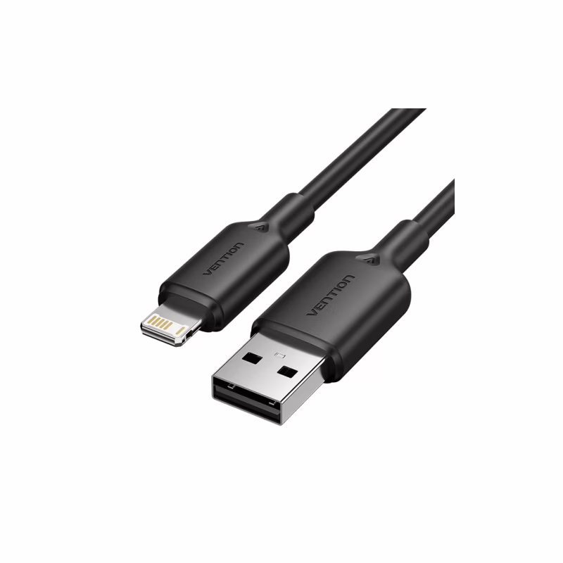 Дата кабель USB 2.0 AM to Lightning 1.0m 2.4A black Vention (LAMBF)